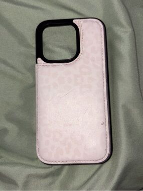 Apple Light Pink Leopard Print Card Slot Phone Case